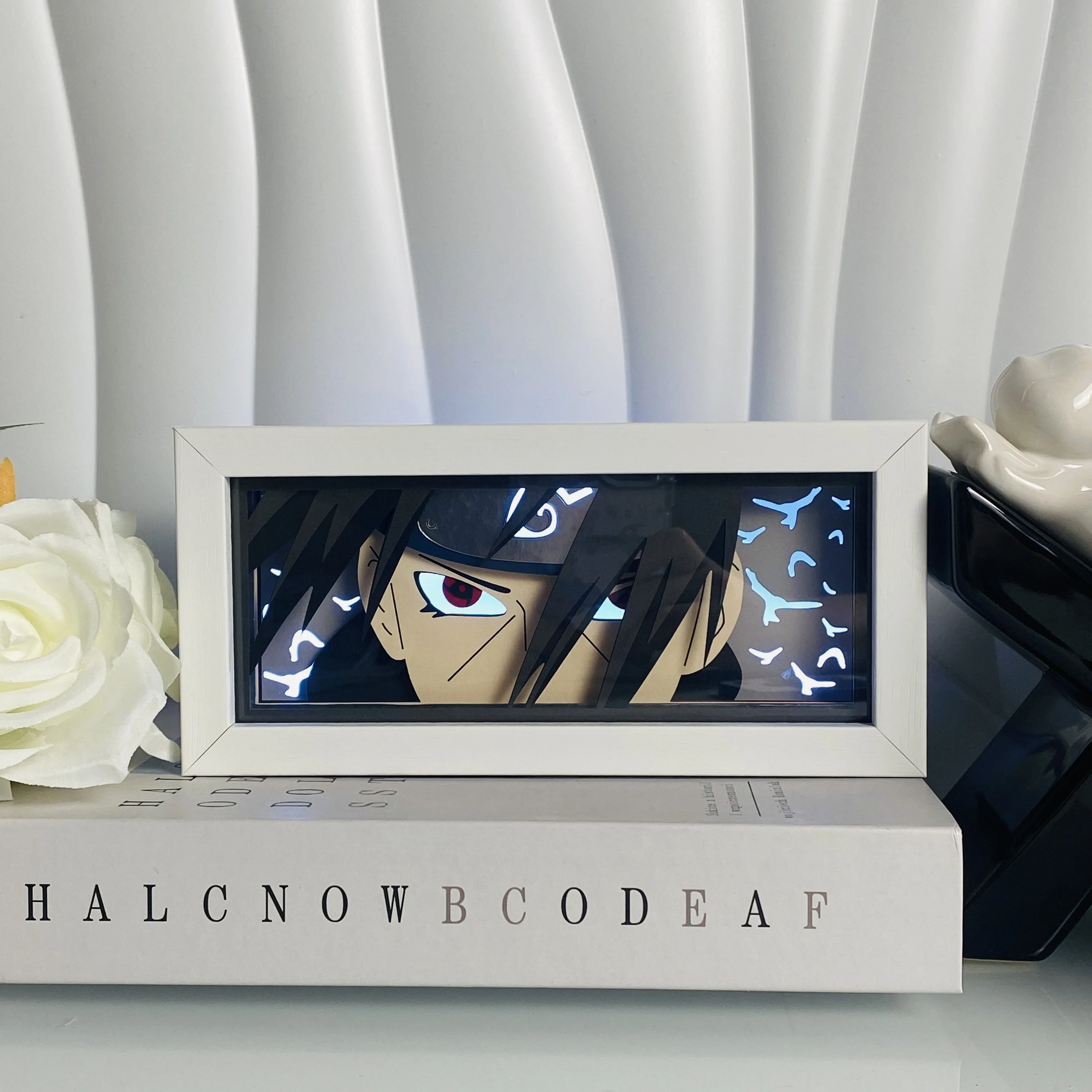 Anime Light Box Led Strip Lights Anime Eyes Shadow Box Picture Frame 3D Paper Carving Usb Table Lamp Mood Light Room Decor Gift