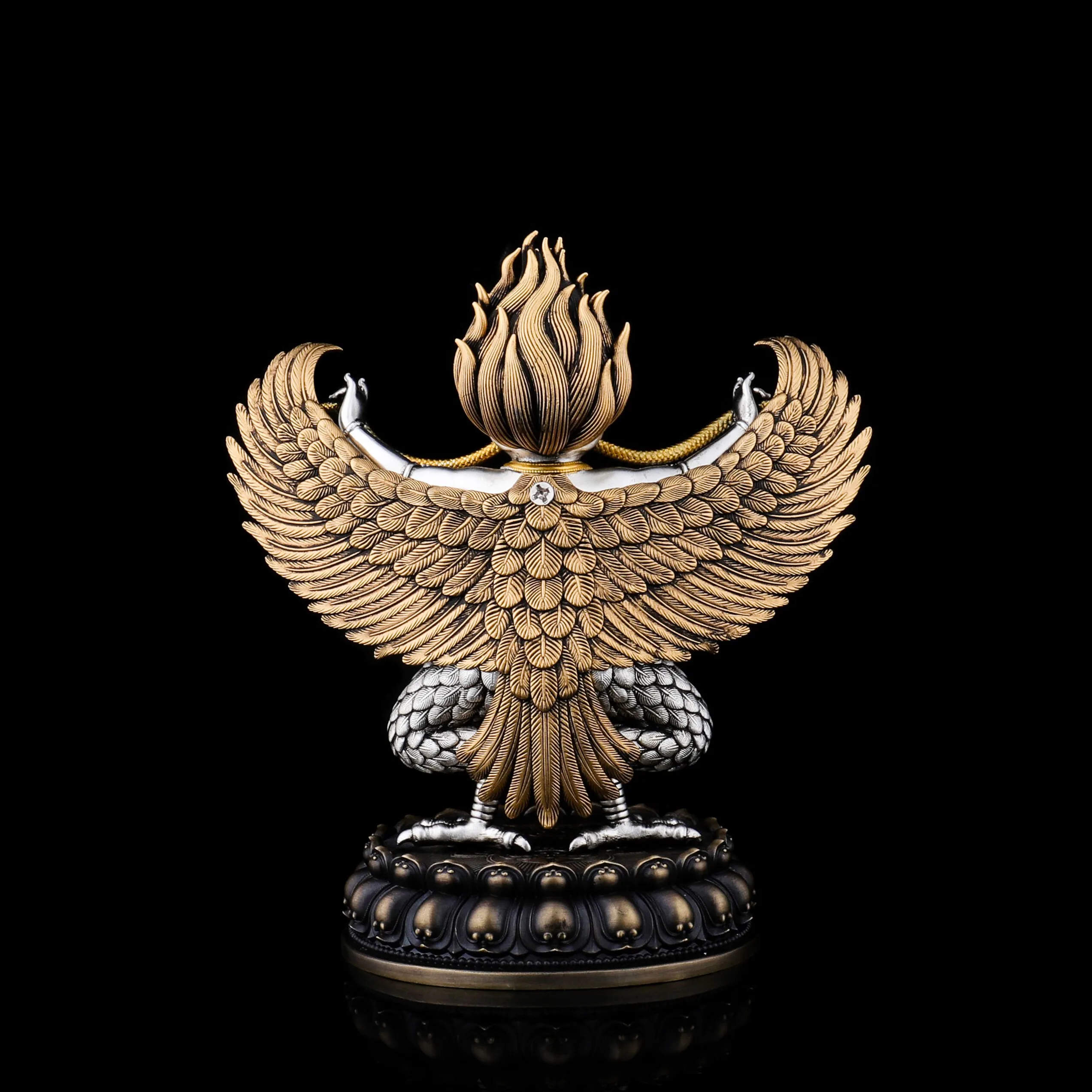 Pure Copper Garuda Golden-Winged Protector Statue 15cm Indoor Home Desktop Car Blessing