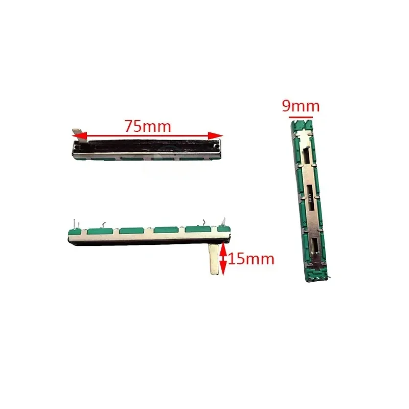 For 5PCS Straight Slide Linear Potentiometer Mixer Fader 75mm Dual Channel Variable Resistor B103 10K A10K A20K A50K D10K