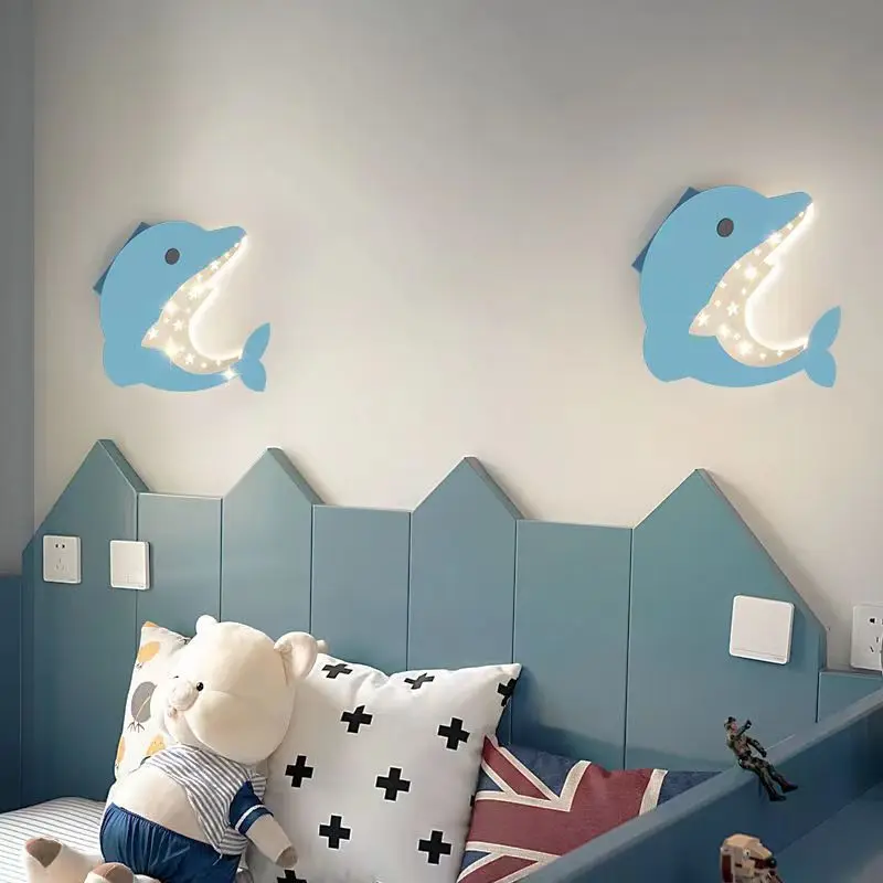 Cartoon Muur Lamp Voor Kinderkamer Gangpad Creatieve Rocket Butterfly Cloud Star Sconces Slaapkamer Nachtkastje Nachtlampje Jongens Meisjes