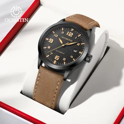 OCHSTIN New Fashion Sports Automatic Mechanical Mens Watch Stylish Leather Strap Calendar Date Clock Watch for Men montre homme