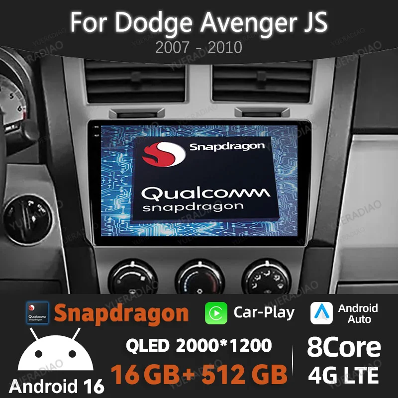 Radio para Auto Android 16 para Dodge Avenger JS 2007 - 2010, para Dodge Nitro 2006 - 2011, Unidad Principal Multimedia, Reproductor de Video, BT, GPS, Navegación