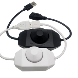 LED Knob Dimmer Switch 5V DC USB Female to Male Extension Cord with Rotary ON OFF Controller White Black for LED Strips Lights