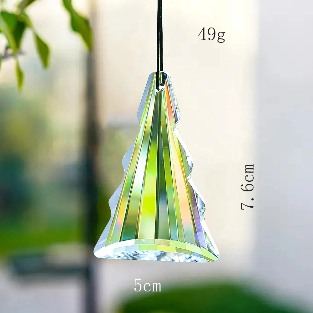 76mm Clear Christmas Tree Crystal Suncatcher prisma di vetro sfaccettato Art Wind Chime accessori decorazione da appendere per giardino all\'aperto