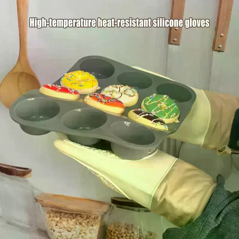 Silicone Heat-insulating Gloves, Non-slip, High-temperature Resistant, Heat-resistant Gloves, Kitchen Baking Gloves