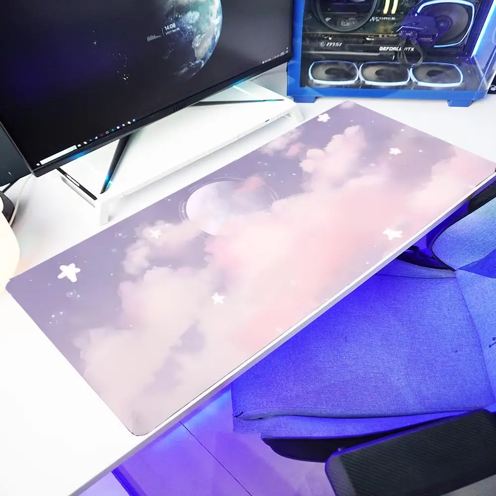 

Тканевый коврик для мыши Pink Sky, очень большой милый женский офисный компьютерный настольный коврик, студенческая подушка для стола, игровой коврик с клавиатурой