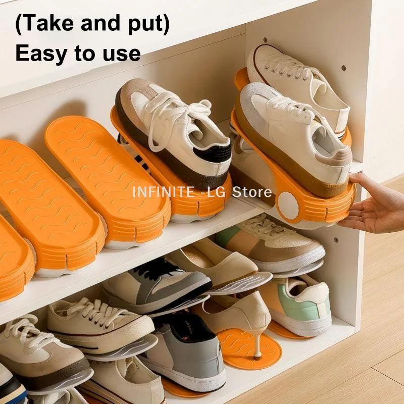 New Adjustable Shoes Rack Double Layer Space Saving Shoe Slots Organizer Orderly Organization Shoes WardrobeINFINITE -LG