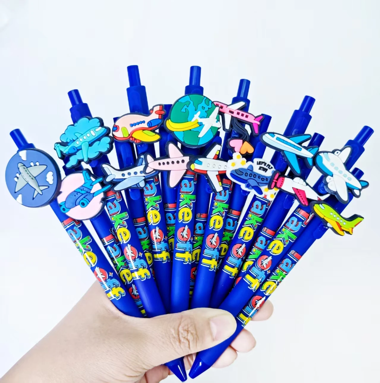 

14pcs/26pcs airplane themed ballpoint pen creative "take off" printing daily office, student learning stationery, gift pens