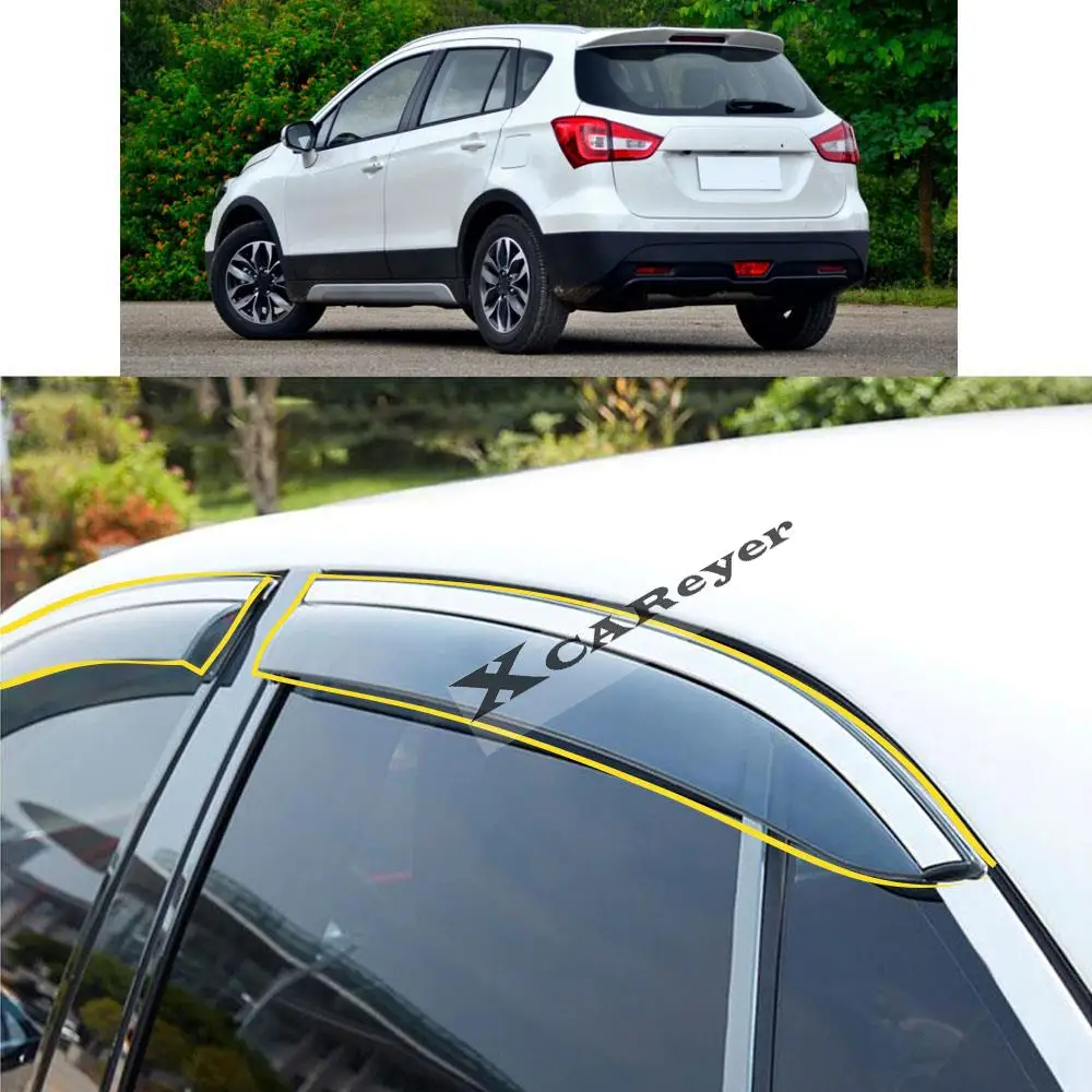 For SUZUKI S-cross Scross SX4 2017 2018 2019 2020 2021 Car Sticker Plastic Window Glass Wind Visor Rain/Sun Guard Vent Parts