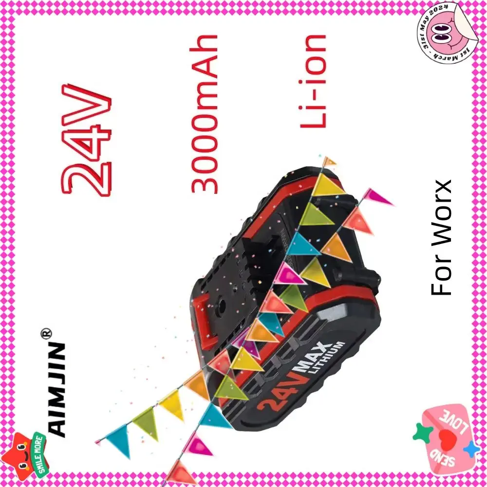 

Newly Upgraded 24V 3000mAh Rechargeable Li-ion Battery For Worx Electric Tools And Chainsaws With charger