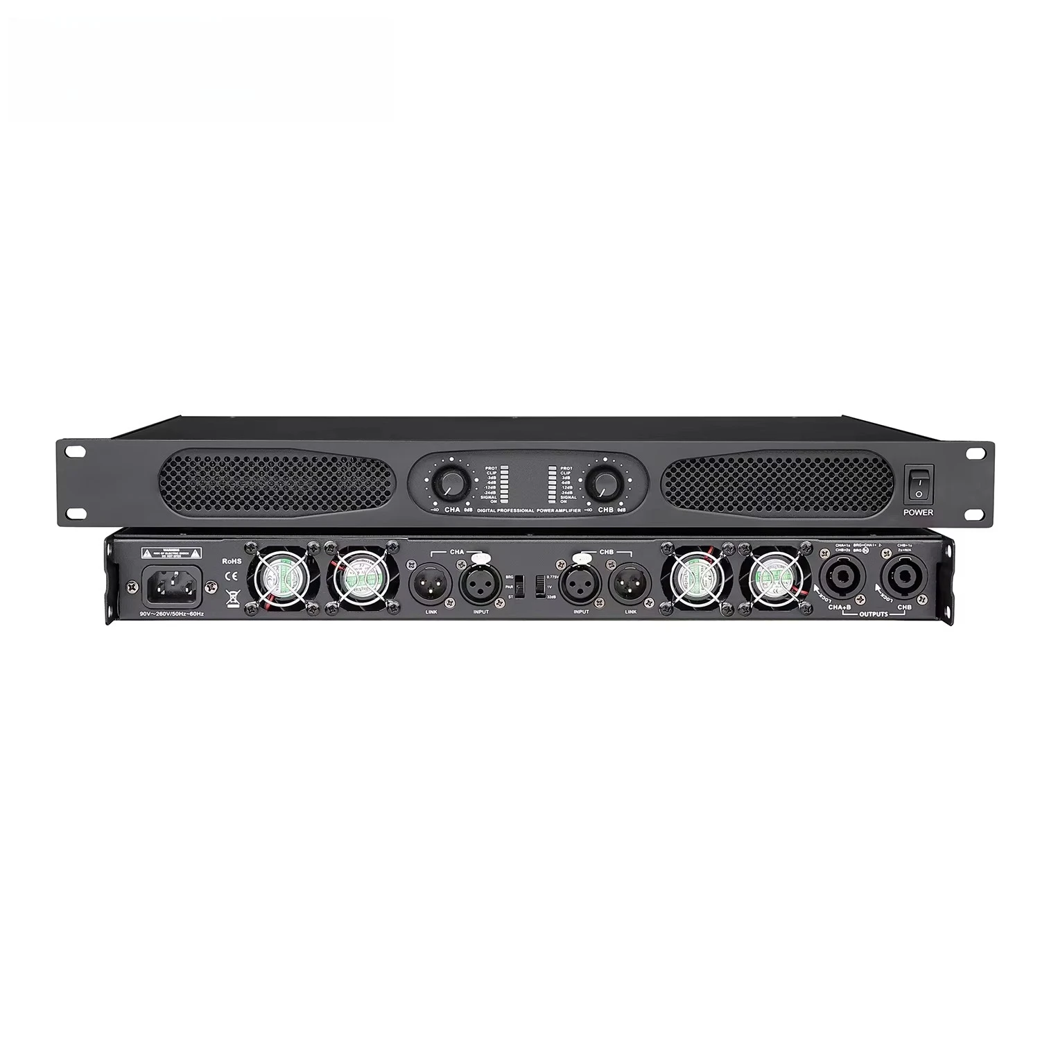 GAP-DP1000 High Power 2 Channel 2000W 1U Digital Professional Audio Video Power Amplifiers Class D Karaoke Power Amp Clash Explo