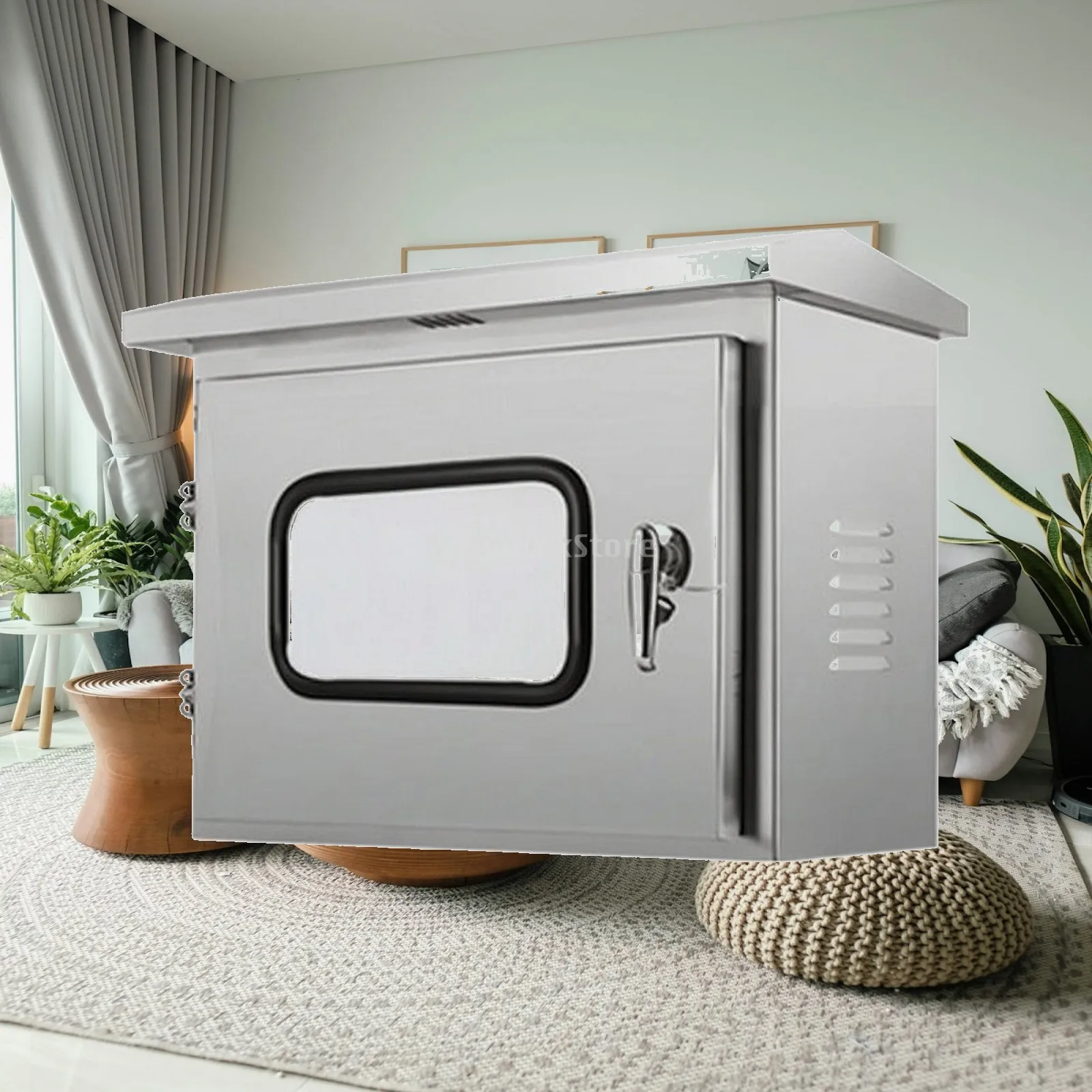 Weather Resistant Outdoor Power Cabinet Stainless Steel Single Door Control Enclosure with Perimeter Seal and Metal Lock Handle