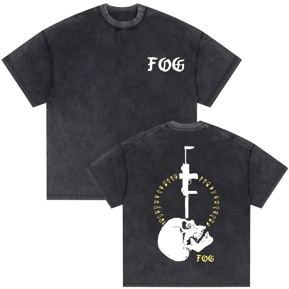 

Washed Vintage Fog Forward Observations Group Print T Shirt Skeleton Graphic T-shirt Men Rock Oversized Tshirt Men's Gothic Tees