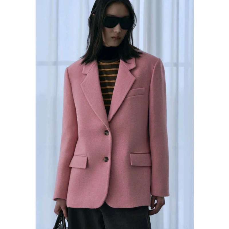 شتاء جديد المرأة صف واحد متعدد الأزرق awl طوق طويل Sve المتضخم دعوى Jaet تخفيف Sle عادية ألياف البوليستر #3