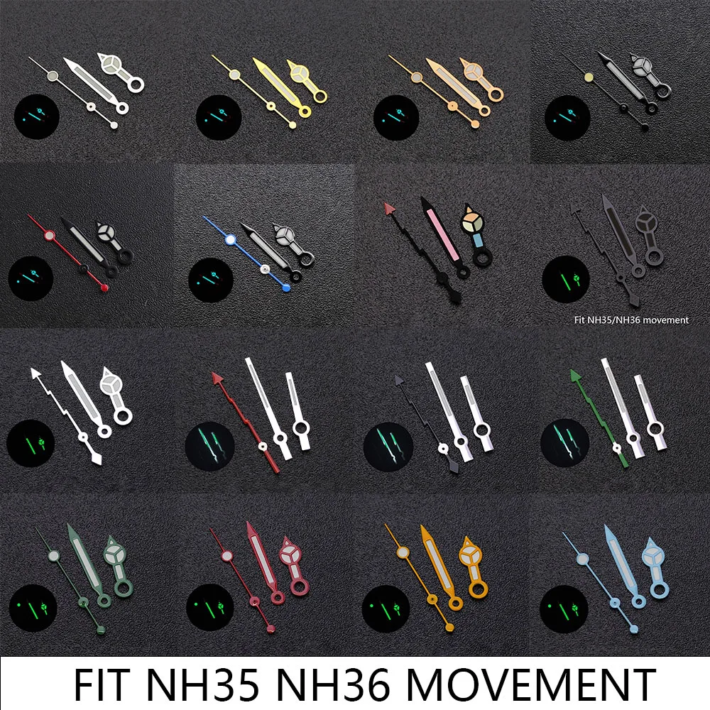 High quality Watch hands Blue-green/green luminous Hands suitable for NH35 NH36 Movements Pointer Accessories