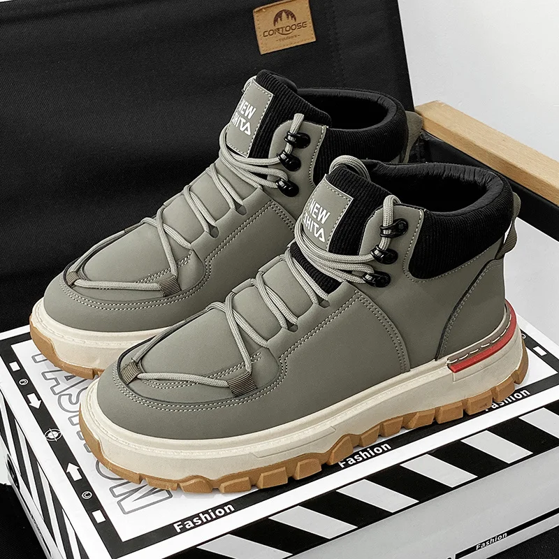 

Осенние мужские ботинки на платформе, кожаные дизайнерские мужские ботильоны на шнуровке, удобные нескользящие мужские мотоциклетные ботинки botines para hombre