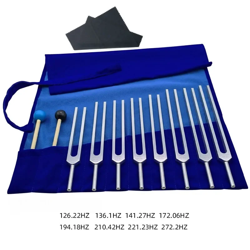 8 Set Silver Tuning Forks Percussion Musical Instruments Meditation 126.22HZ 136.1 141.27 172.06 210.42 194.18HZ Tuning Fork