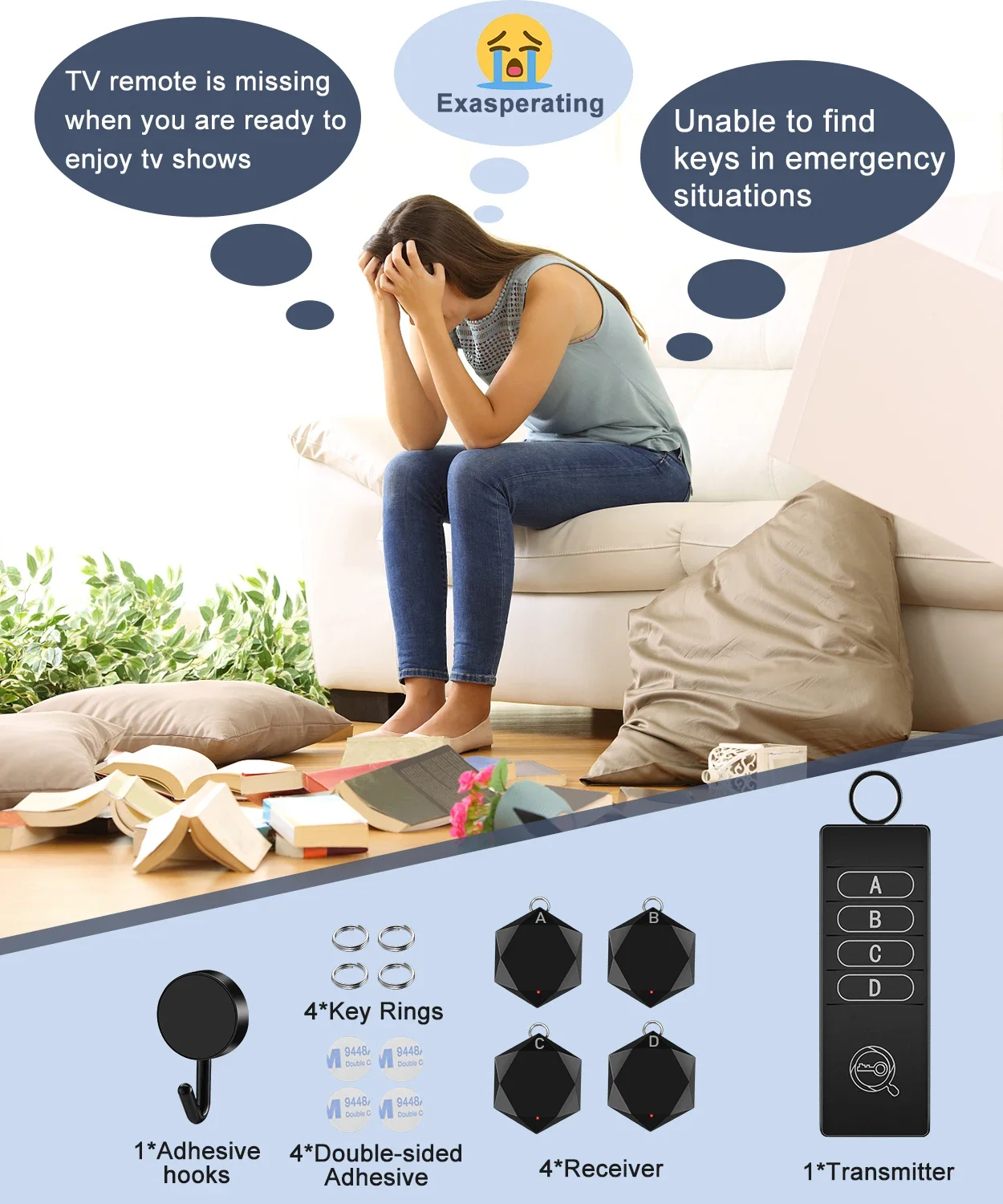 Elecpow Chống Mất Theo Dõi Thiết Bị Tìm Chìa Khóa Thông Minh Định Vị Di Động Thông Minh Không Dây Thú Cưng Ví Theo Dõi Với 164ft Điều Khiển Từ Xa 4 Máy Thu