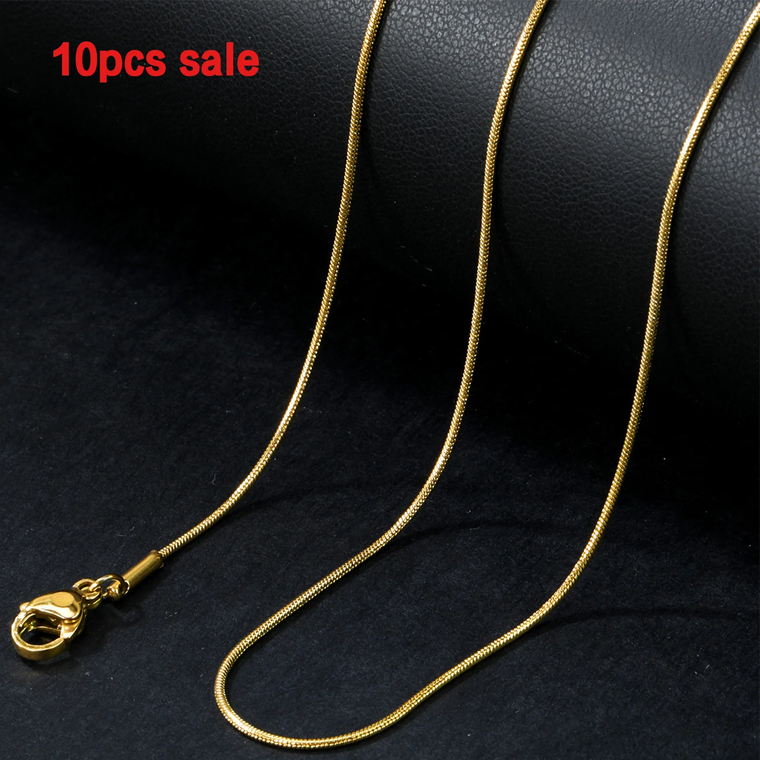 

ASON 10pcs/lot Classic 316L Stainless Steel Trendy 18k Gold Plated Round Snake Chain Necklace Clavicle collar Jewelry Wholesale