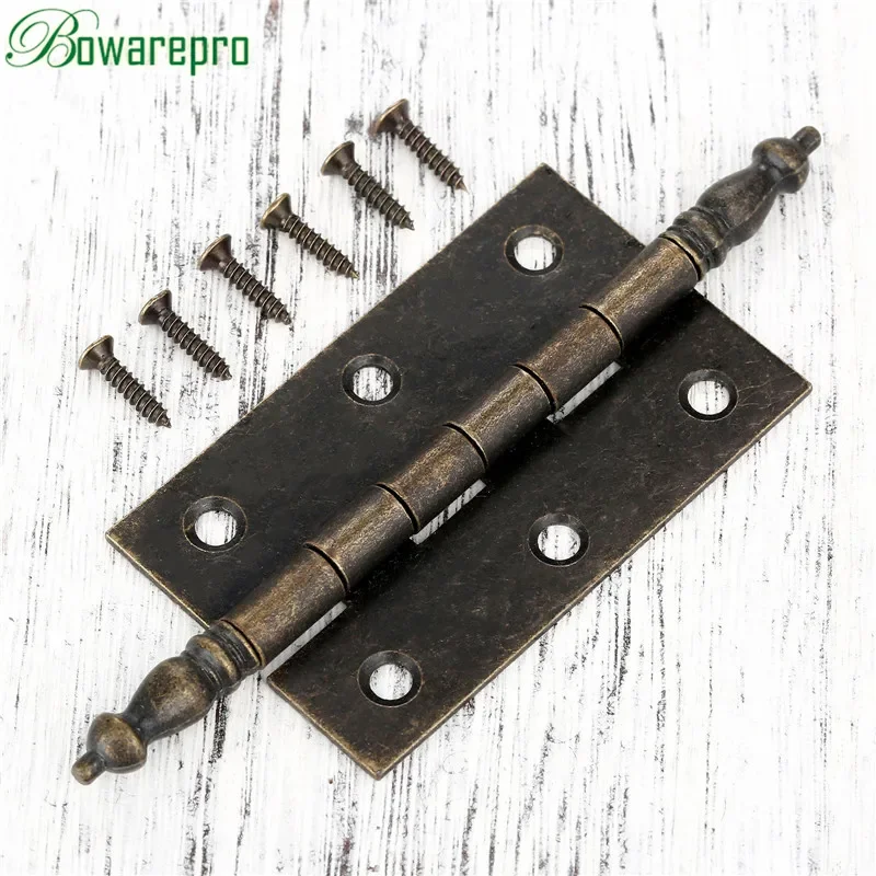 bowarepro 127*76mm Antique Bronze Crown Head Hinge 6 Holes Jewelry Gift Box Decorative Hinge for Cabinet Furniture Accessories*1