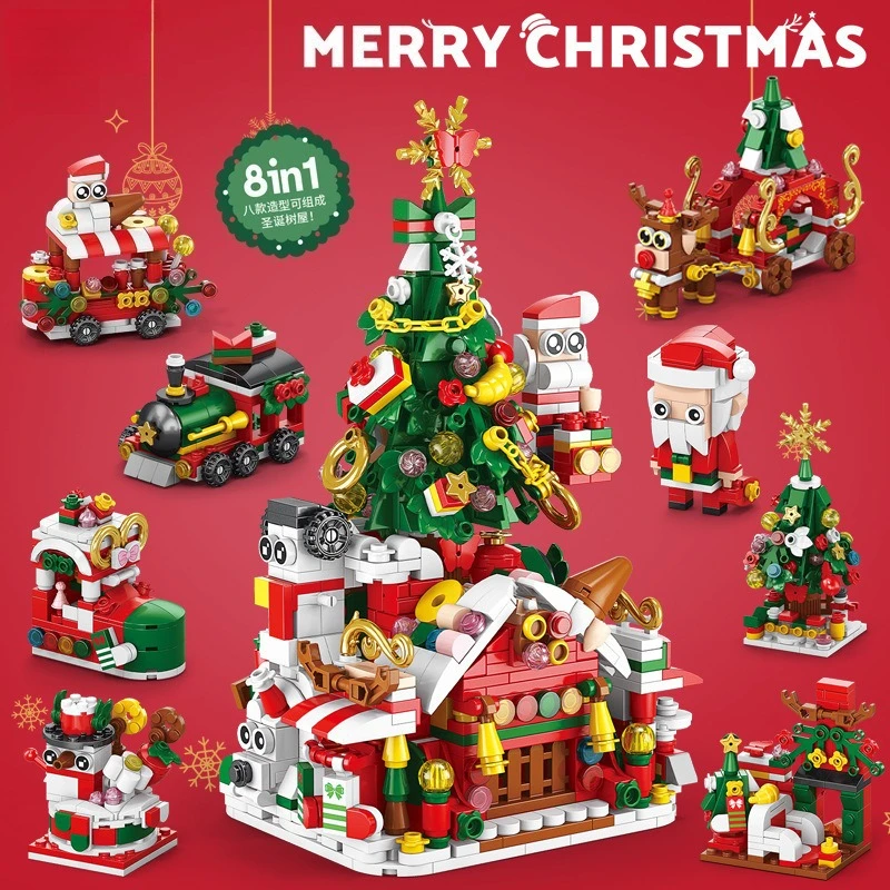 

Christmas small particle building blocks for boys and girls, small gift building and educational toy ornaments