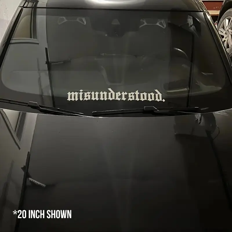 20/30/36in Misunderstood Decal Sticker Windshield Banner Vinyl Car Decal, White and Black，For Cars, Trucks, Walls,  Motorcycles