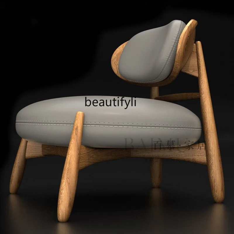 

Designer Italian Minimalist Casual Personality Backrest Chair Vintage Homestay Solid Wood Retro Sofa Chair
