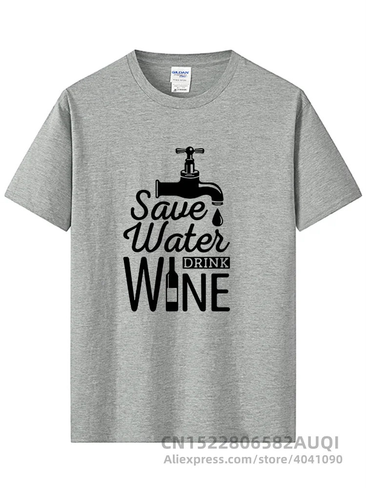 Save Water Drink Wine Printed T Shirt Men Casual Short Sleeve T-shirts Summer New Style Hipster Funny Cotton Tops Tees