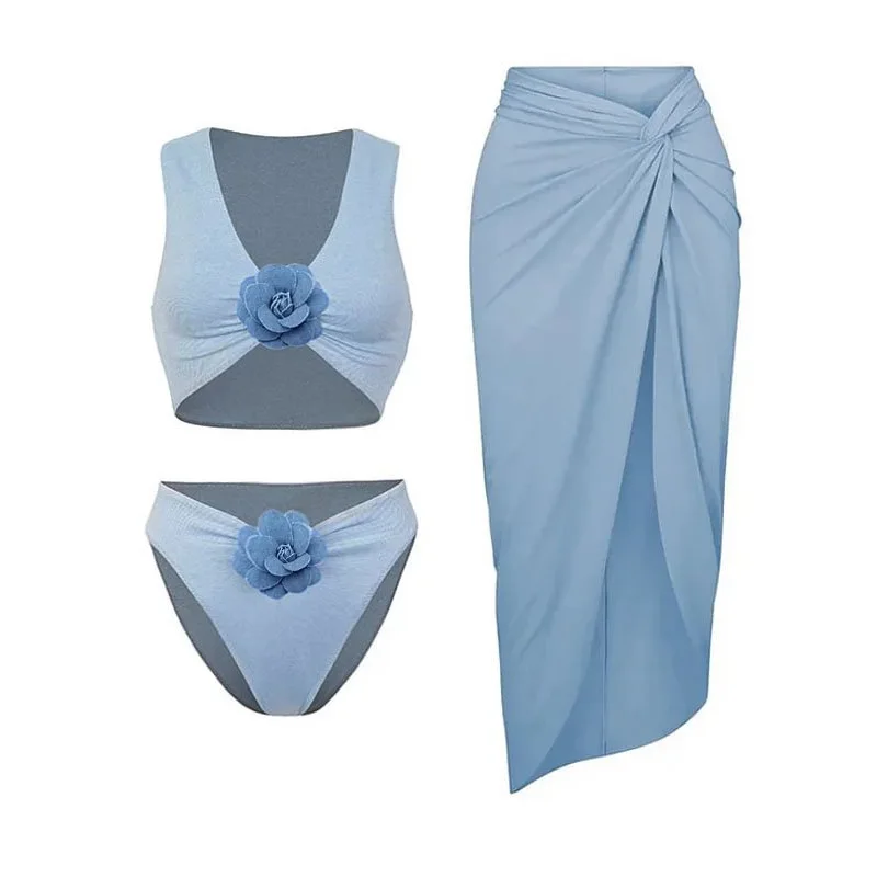 

Новинка 2023, комплект бикини с v-образным вырезом и цветочным принтом, женский купальник с накладкой на грудь, без стальной поддержки, купальник из другого материала