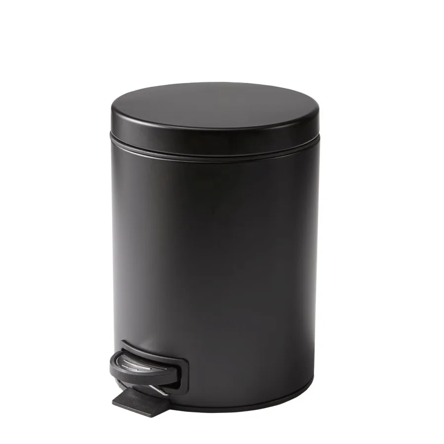 

Matte Black 1.3 Gallon Metal Bathroom Trash Can with Removable Liner, Rust-Resistant Finish, Slim Design for Small Spaces, Easy