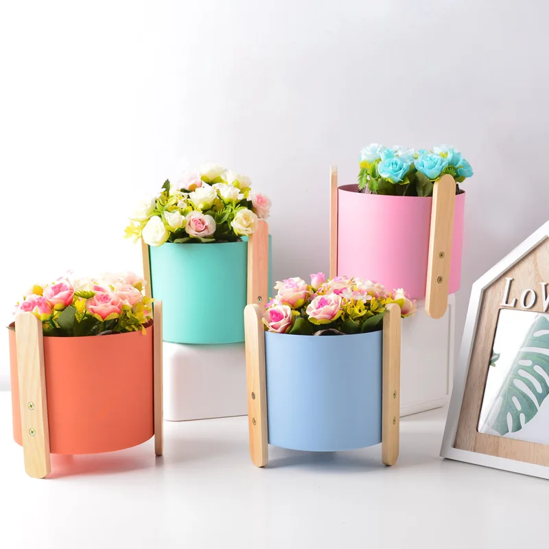 Nordic Metal Flowerpot Creative Simple Decoration Personality Color Flower Pot Simulation Succulent Green Plant Iron Flower Pot