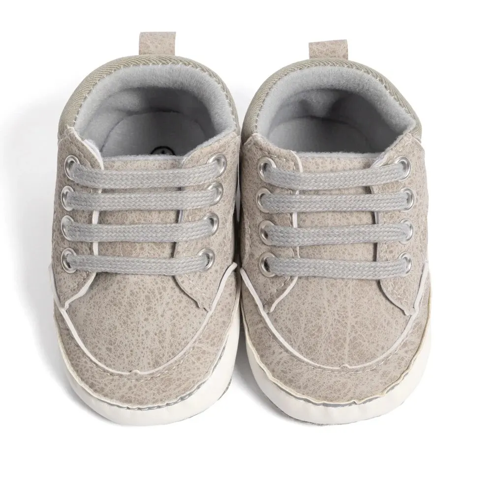 Meckior Four Seasons High-top Hundred Baby Sneakers Newborn Baby Shoes PU Lace-up Casual Shoes Baby Boy Girl Shoes Anti-slip