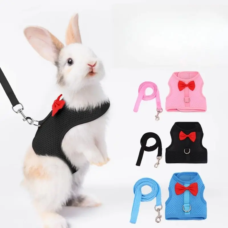 Rabbit Chest Harness and Leash Set Guinea Pig Rabbit Sable Kitten Leash Small Pet Traction Leash Rabbit Vest Harness Set