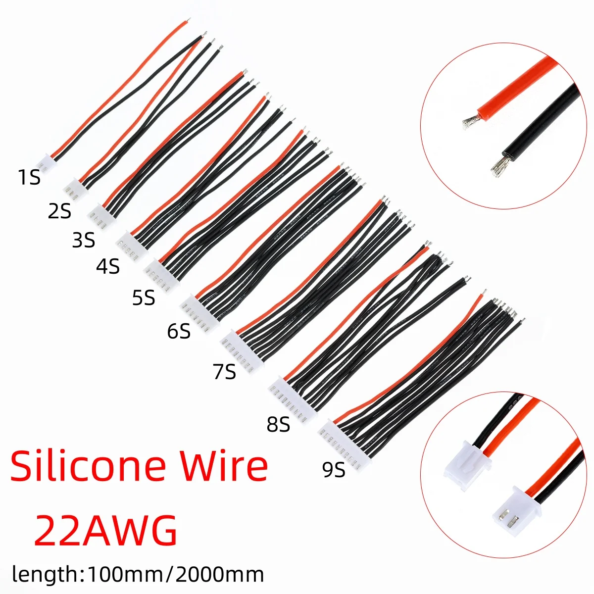 5pcs 22awg Silikon 1s 2s 3s 4s 5s 6s 7s rc Lipo Batterie Balancer Ladegerät Stecker Kabelst ecker 2,54mm Abstand JST-XH Balancer Kabel