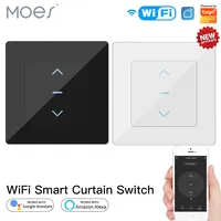 MOES WiFi Smart Curtain Switch Touch Design for Motorized Curtains and Roller Blinds work with Alexa Google and Smart Life App