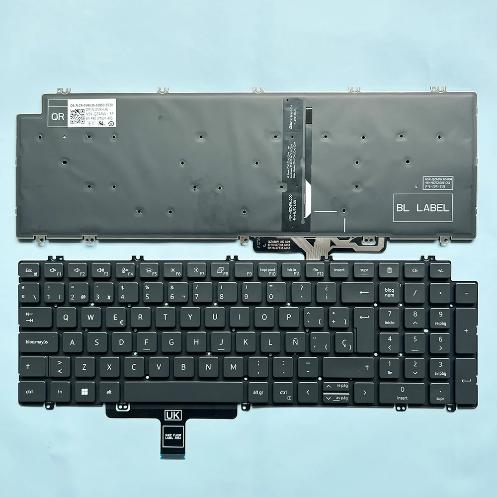 

7770 Spanish Backlit Keyboard for DELL Precision 3581 7670 7770 7680 7780 0VRH36 NSK-QZABW SP Notebook