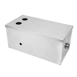 3 Stage Filtration Grease Trap Stainless Steel Grease Interceptor for Kitchen Restaurant 50x25cm Dual Holes