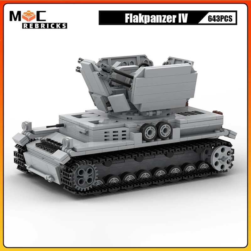 

Немецкая военная модель самоходного пистолета Flakpanzer IV Tank, строительные блоки MOC, усовершенствованные кирпичи, хит продаж, наборы игрушек, рождественские подарки