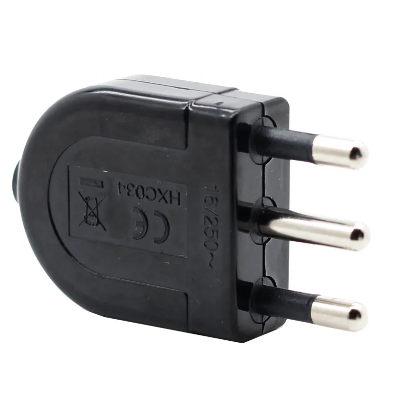 

16A 250v 3 Pin Power Plug Electrical Plug Type L Black Italy Rewireable Italian plug