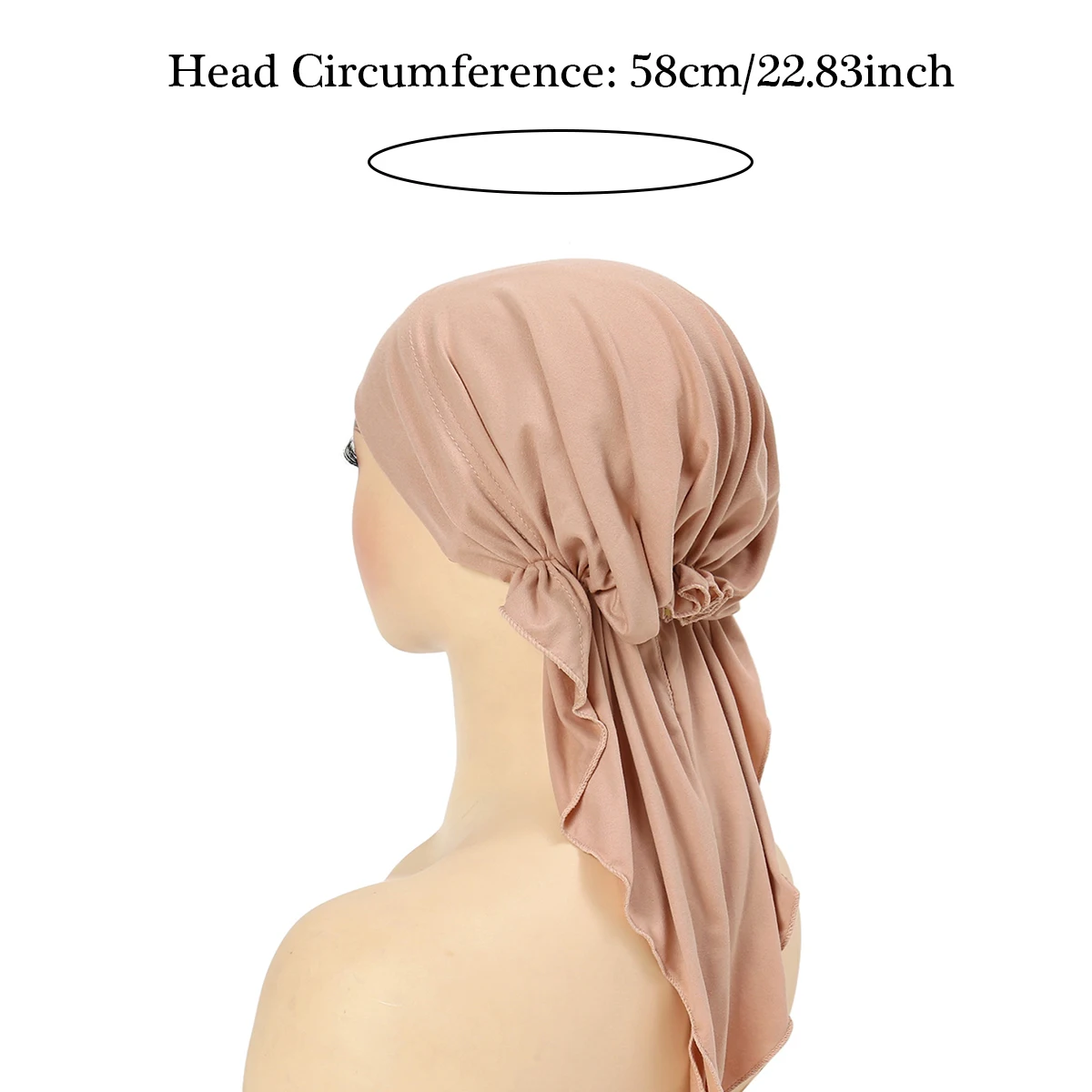 Solid Color Muslim Fashion Hijab Turban Hats Long Tail Head Wraps Elastic Hijab Hats Breathable Chemo Cap For Women Girls