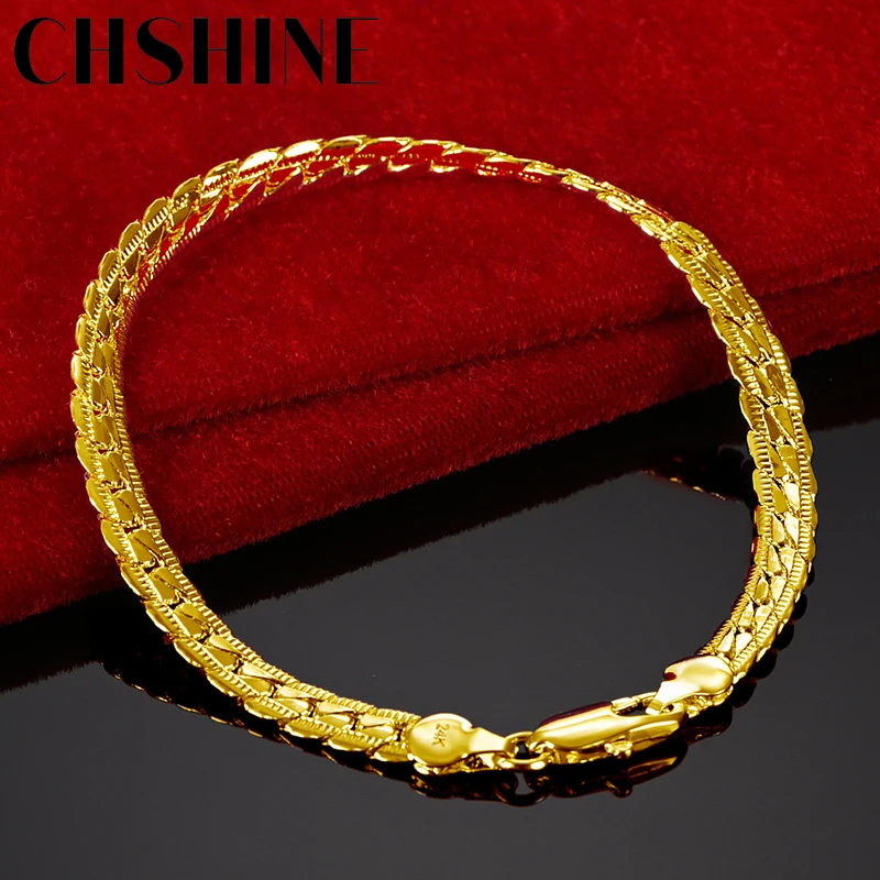 

CHSHINE 18K Gold Men's Side Chain Bracelet For Women Wedding Engagement Party Fashion Charm Jewelry