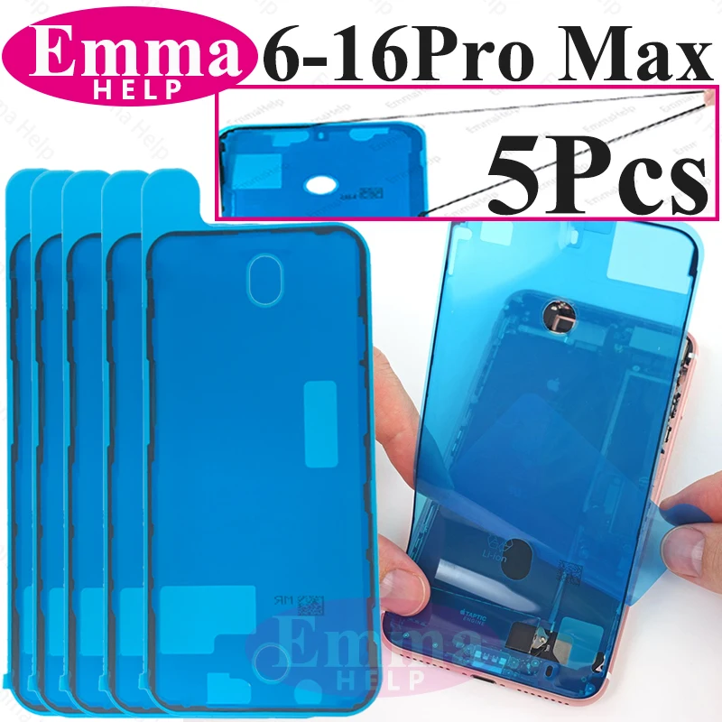 5pcs Waterproof Sticker for iPhone 16 15 14 13 12 11 XS Pro Max X XR 8 7 6 Plus Seal Adhesive Pre-Cut LCD Screen Frame Tape Glue