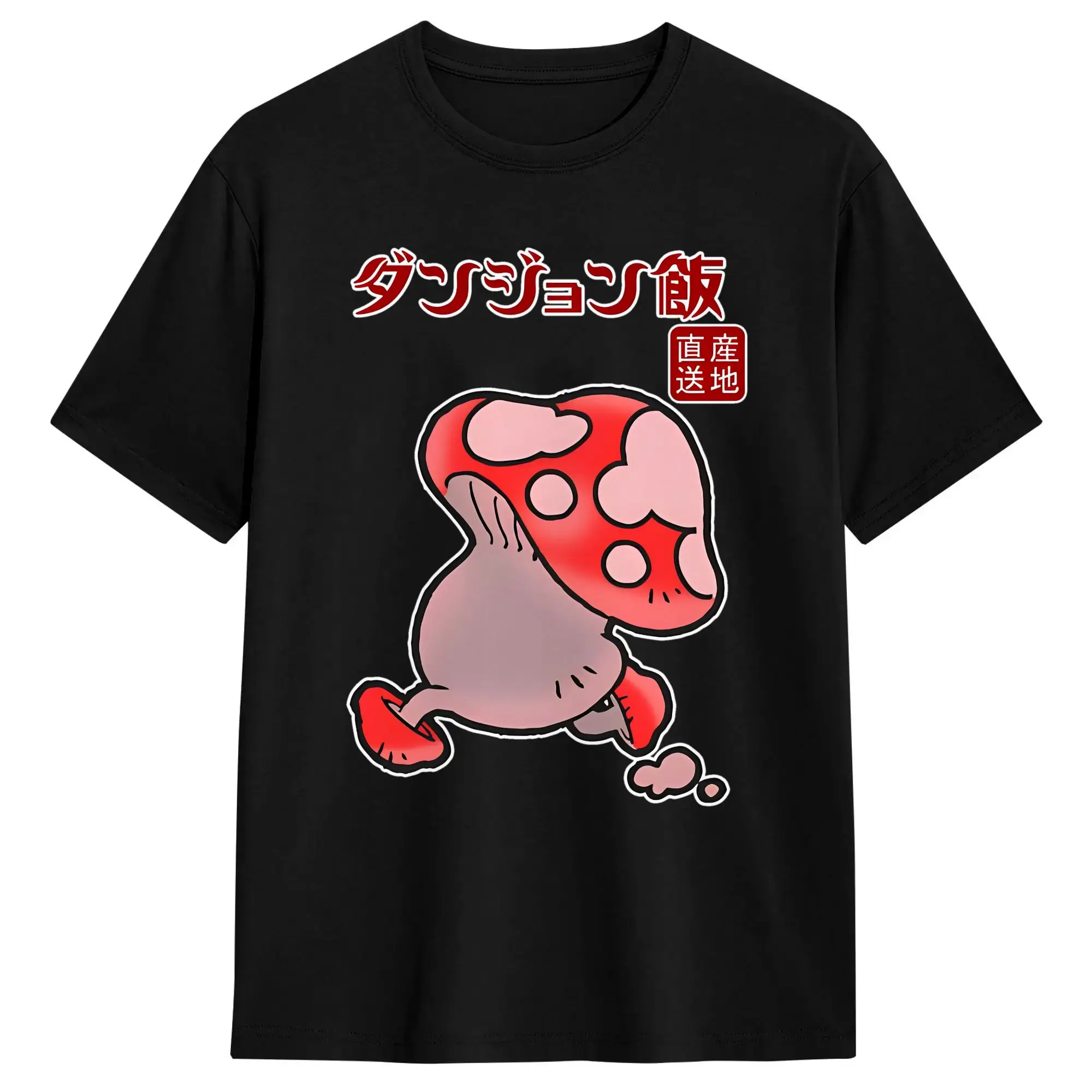 T-Shirts Delicious In Dungeon Mushroom 100% Cotton Tee Shirt Short Sleeve Dungeon Meshi Anime Manga T Shirts Crew Neck Tops