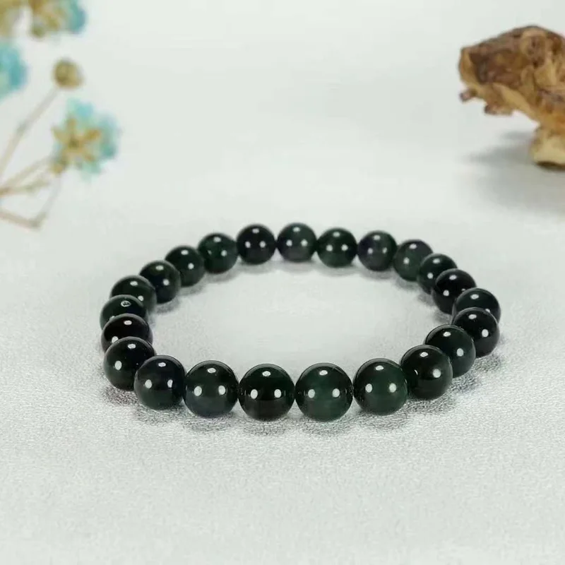 

Natural Hetian Jade Supply Chain Jasper Old Material Black'S Eye Bead Bracelet Women'S Handicraft