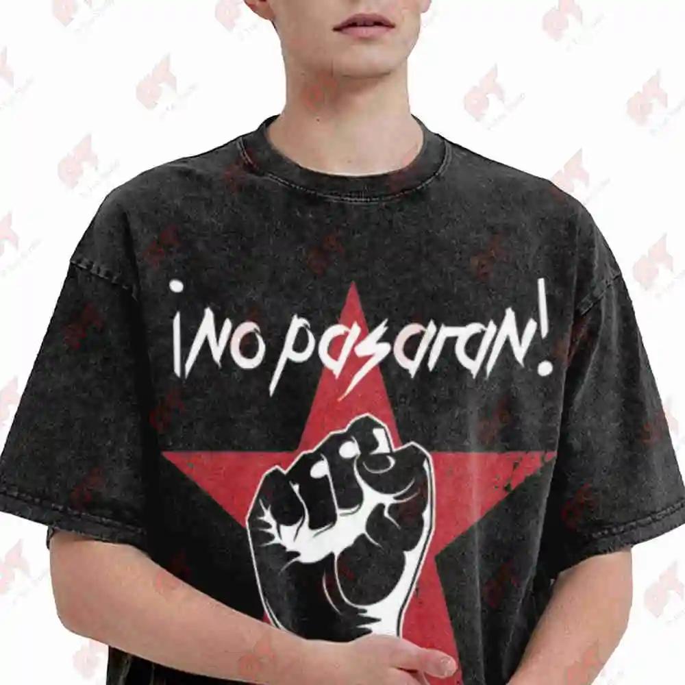 No Pasaran You Will Not Pass Vintage Washed Tee Pure Cotton T-Shirt
