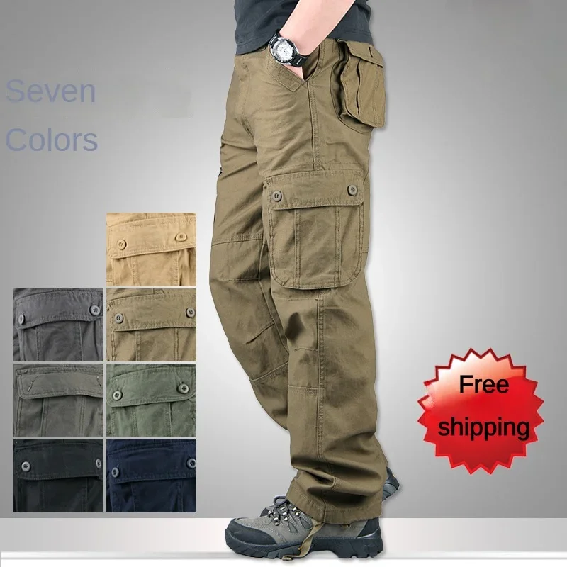 

Overalls Cargo Pants Men Casual Multi Pockets Wear resistance Function Work Pants Pantalon Hombre Straight Long Trousers for Men