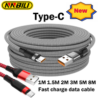 NNBILI Universal USB Type C Cable 6A Fast Charge Data Cable 1m 1.5m 3m 5m 8m Micro Extend Cable For Samsung Huawei Xiaomi PS4/5