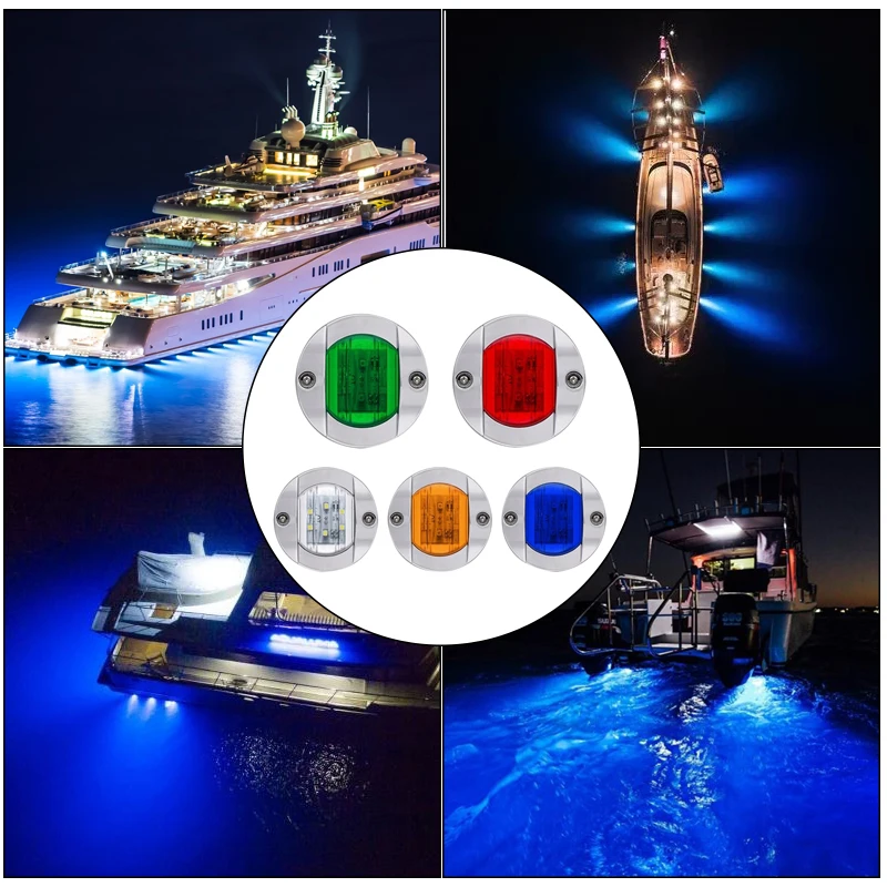 4PCS Boat Marine Lights Navigation Light Waterproof Marker Lamp For Truck RV Yacht Transom Anchor Stern DC 12V 6LED Stern Light