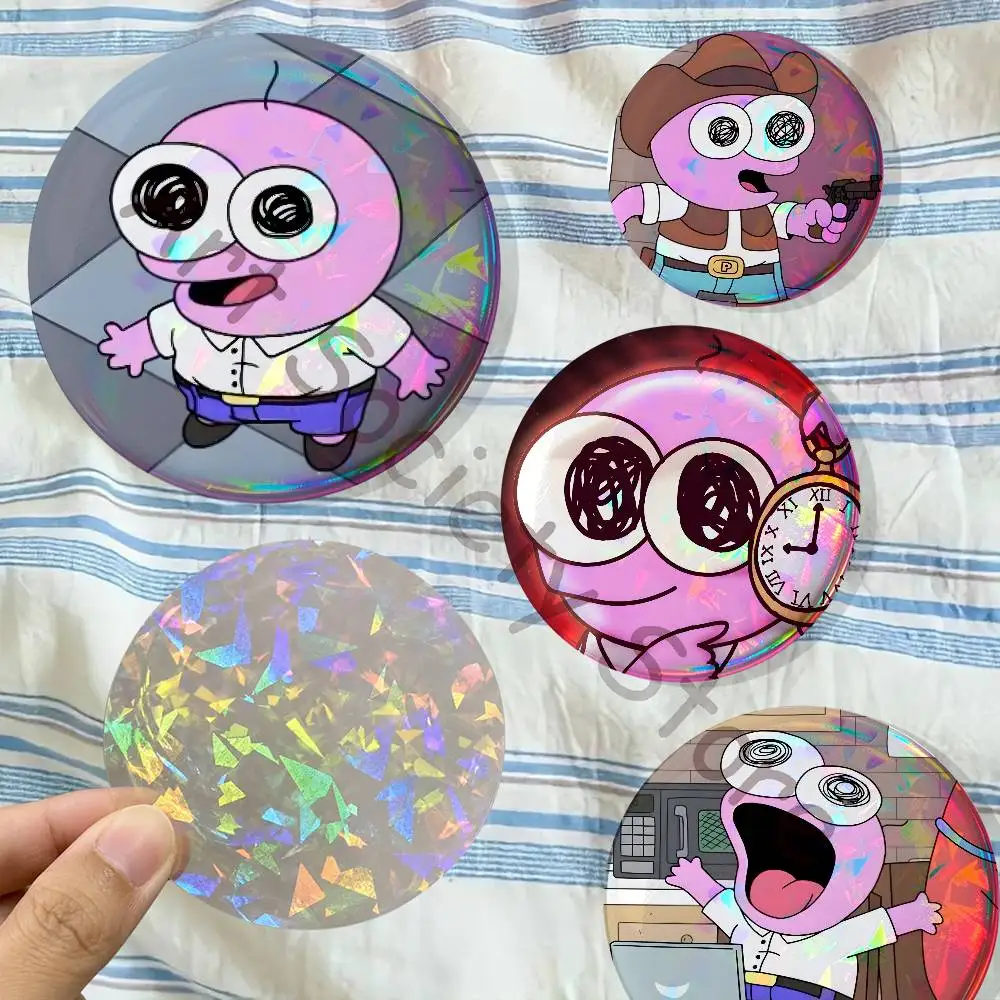 Pim Cartoon S-Smiling Friends Brooches for Backpack Accessories 25mm,32mm,48mm,58mm,75mm Round Enamel Pins Cartoon Badge