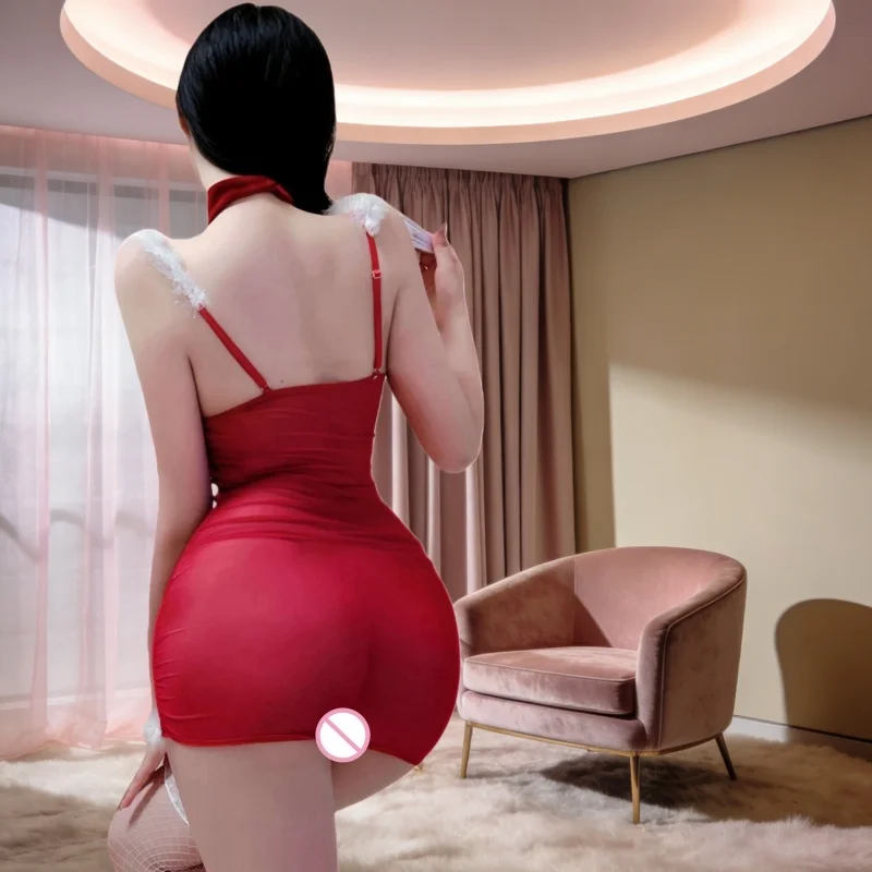 ชุดนอนเซ็กซี่สีแดงสำหรับคริสต์มาส ปีใหม่ วันเกิด ของขวัญวันหยุด ชุดแฟนซีสำหรับเล่นบทบาทสมมติในงานปาร์ตี้